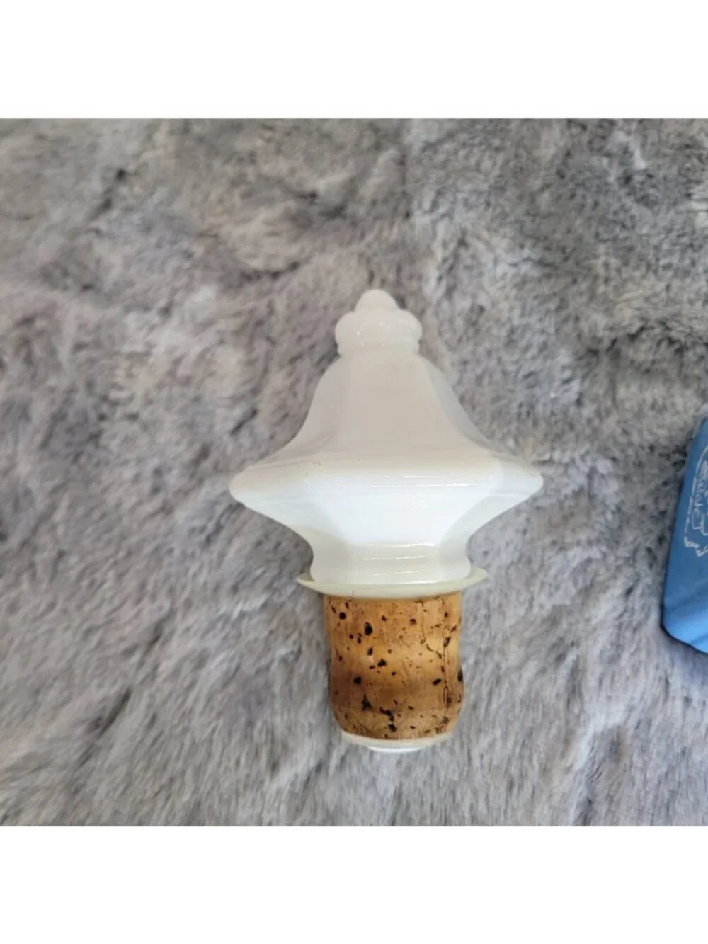 Vintage 1965 Jim Beam Beams Choice Blue Milk Glass Whiskey Decanter Relief EMPTY